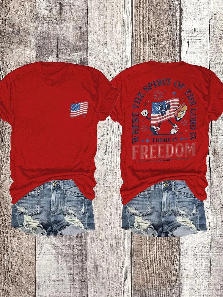Woman'S Where The Spirit Of The Lord Is There Is Freedom Crew Neck Short Sleeve T-Shirt
