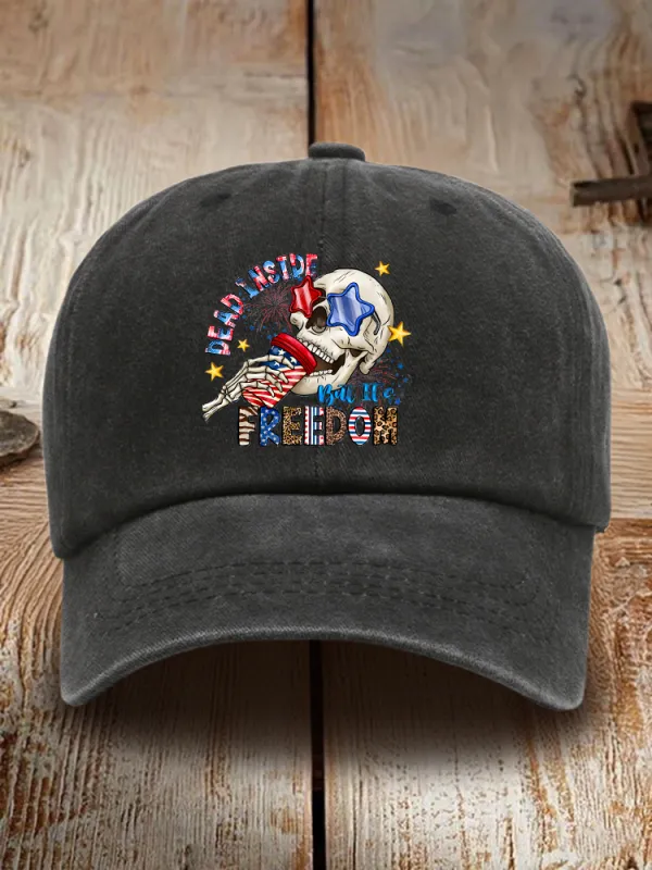 Dead Inside Freedom Print Washed Baseball Cap