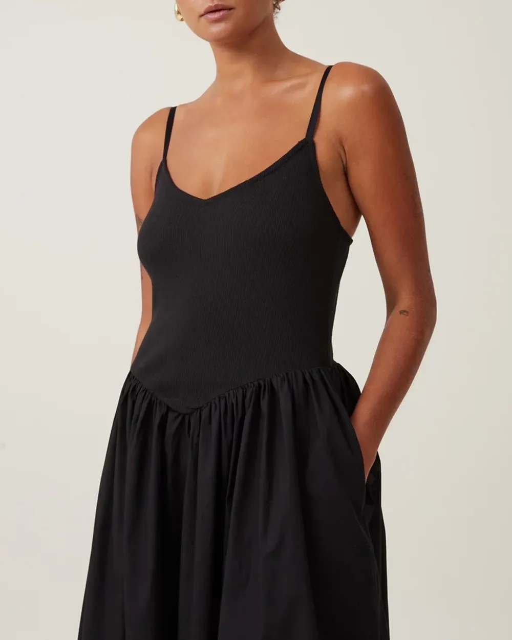 Spliced ​​Suspender Maxi Dresses