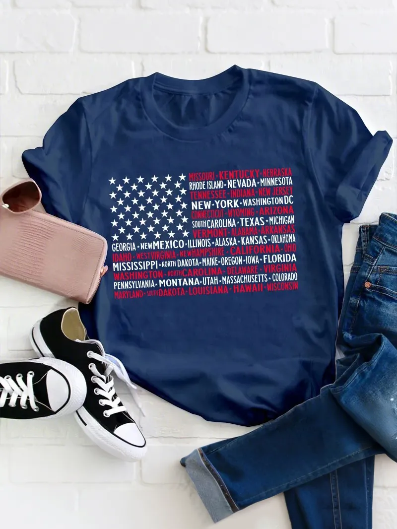 Vintage American Flag 4Th Of July Teacher T-Shirt