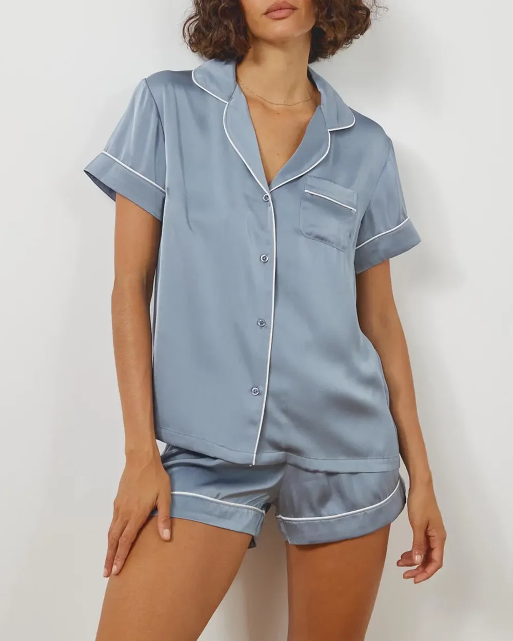 Short Satin Shirt PJ Set