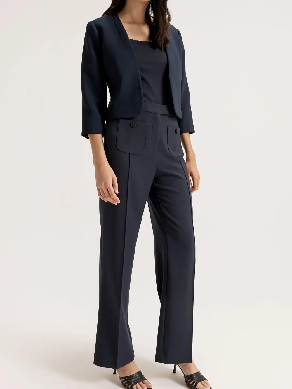 Black Keyhole Neck Basic Jackets