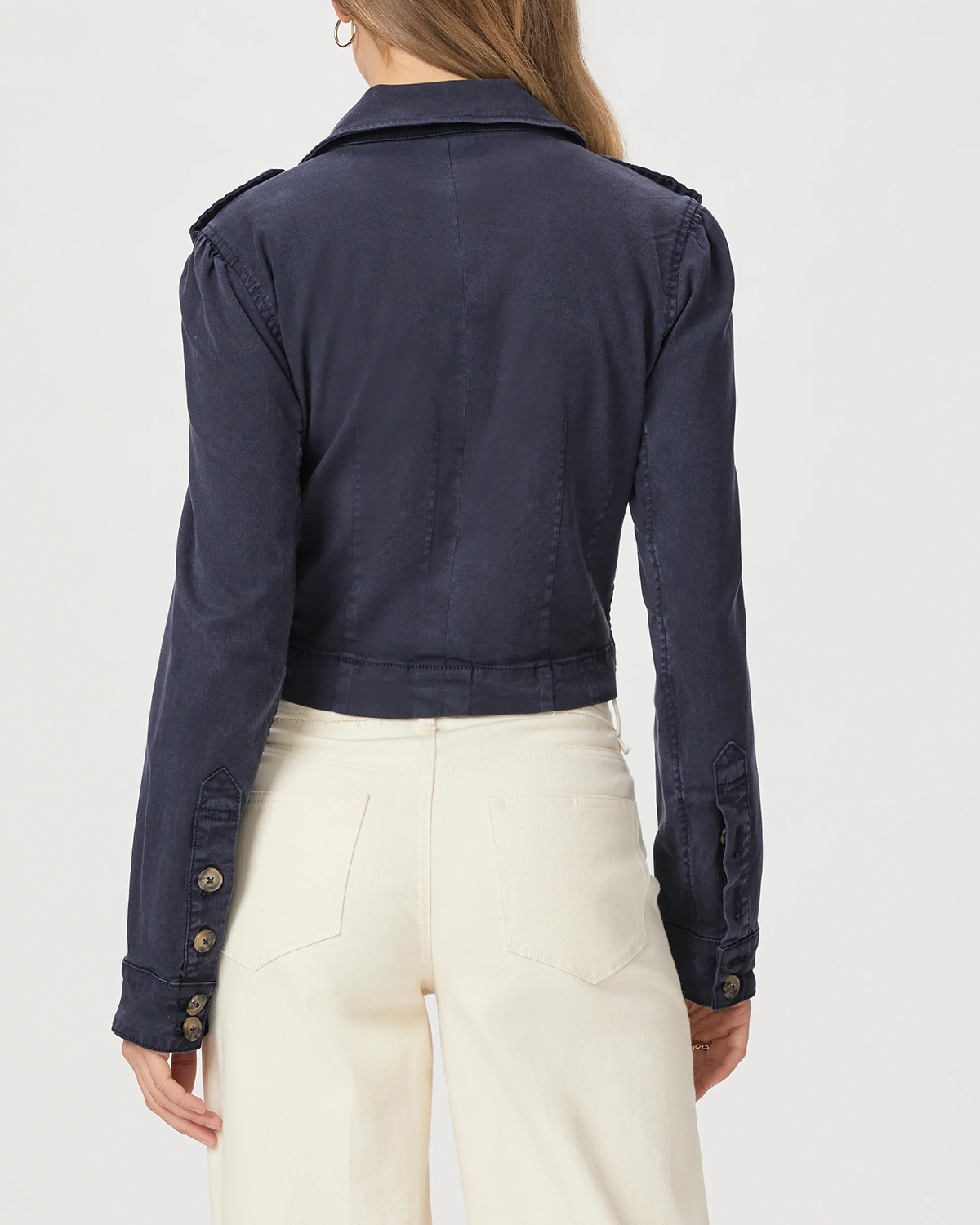 Navy Blue Cropped Denim Jacket