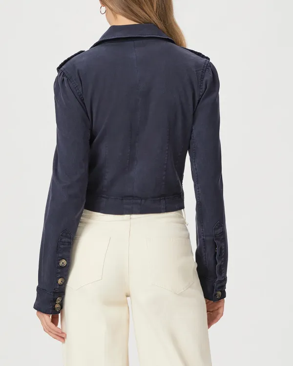 Navy Blue Cropped Denim Jacket