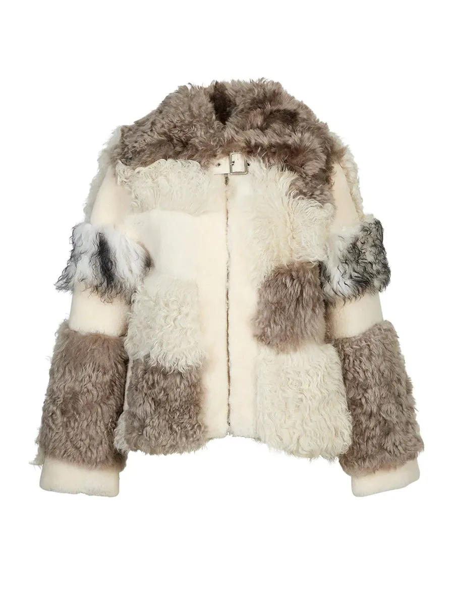 Furry Patchwork Shearling Jacket