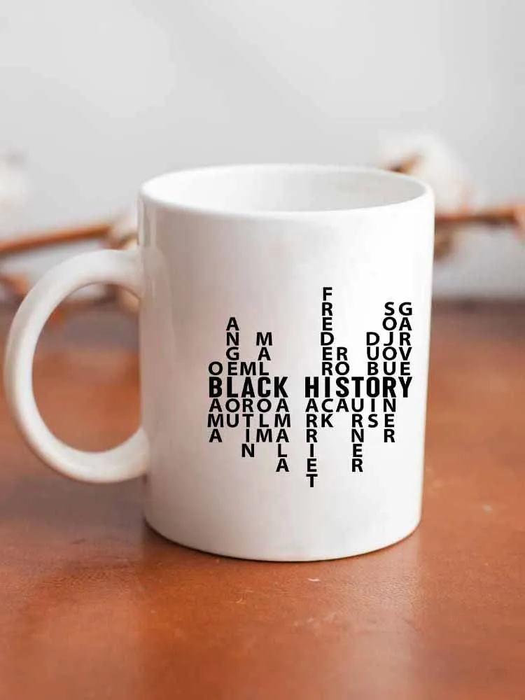 Black Historical Letter Printed Double-Sided Mug