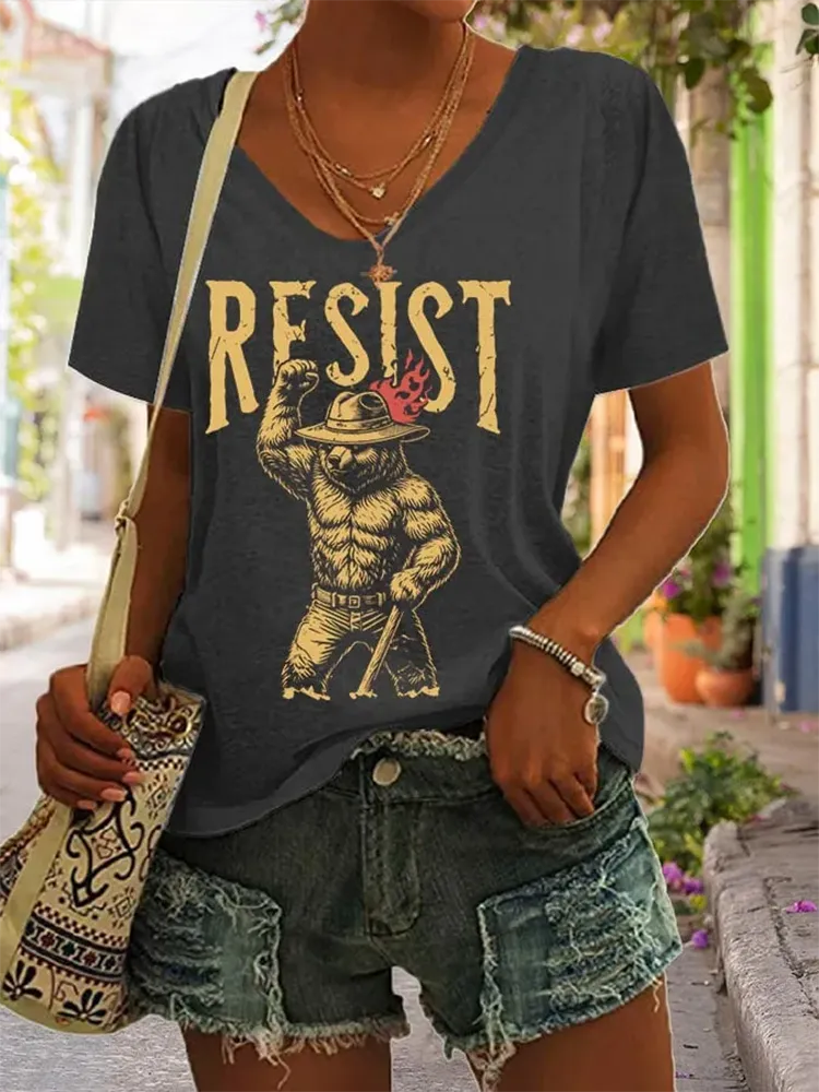 Woman'S Resist V-Neck Short-Sleeve T-Shirt