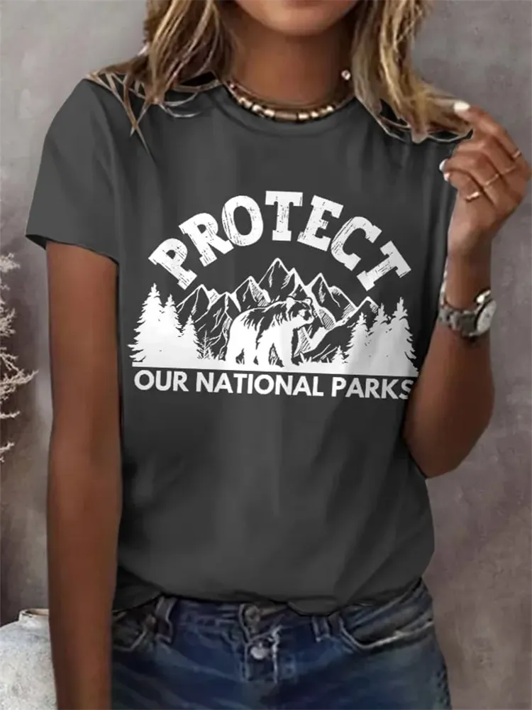 Woman'S Protect Our National Parks Round-Nack Short Sleeve T-Shirt