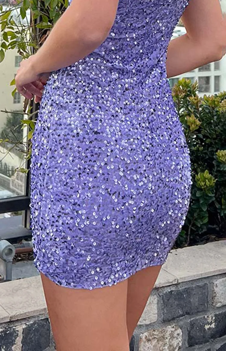 Sequin Square Neck Bodycon Mini Dress