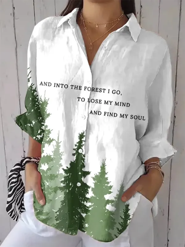 Women'S National Park Casual Lapel Shirt