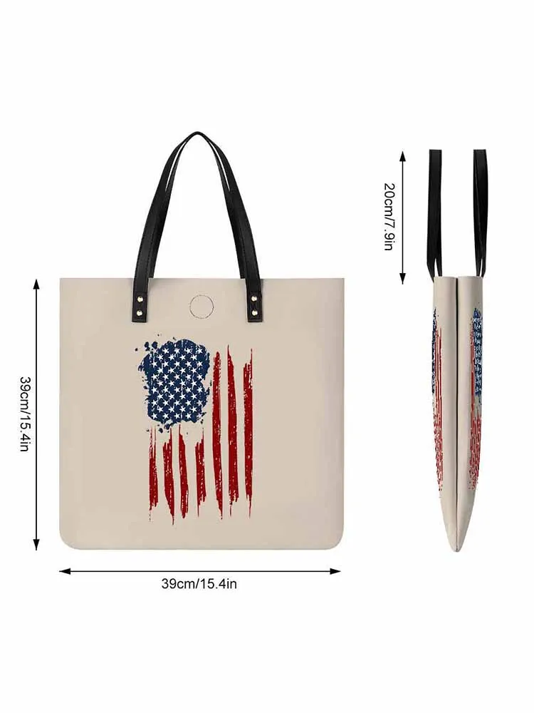 Leather Handbag With National Flag Prints