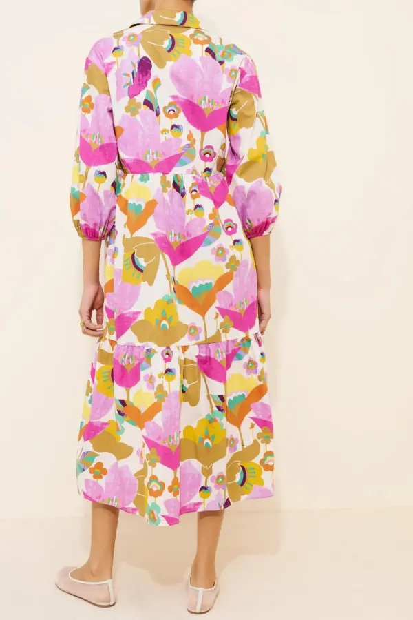 Blurred Floral Hi Low Wrap Dress