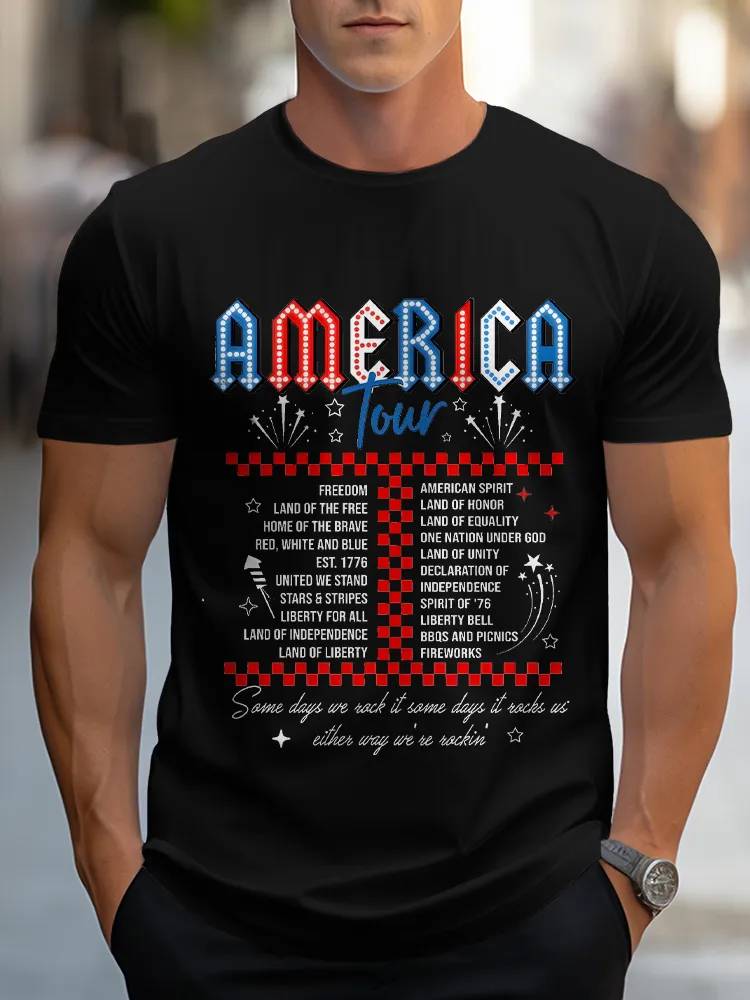 Man'S America Round-Neck Short-Sleeved T-Shirt