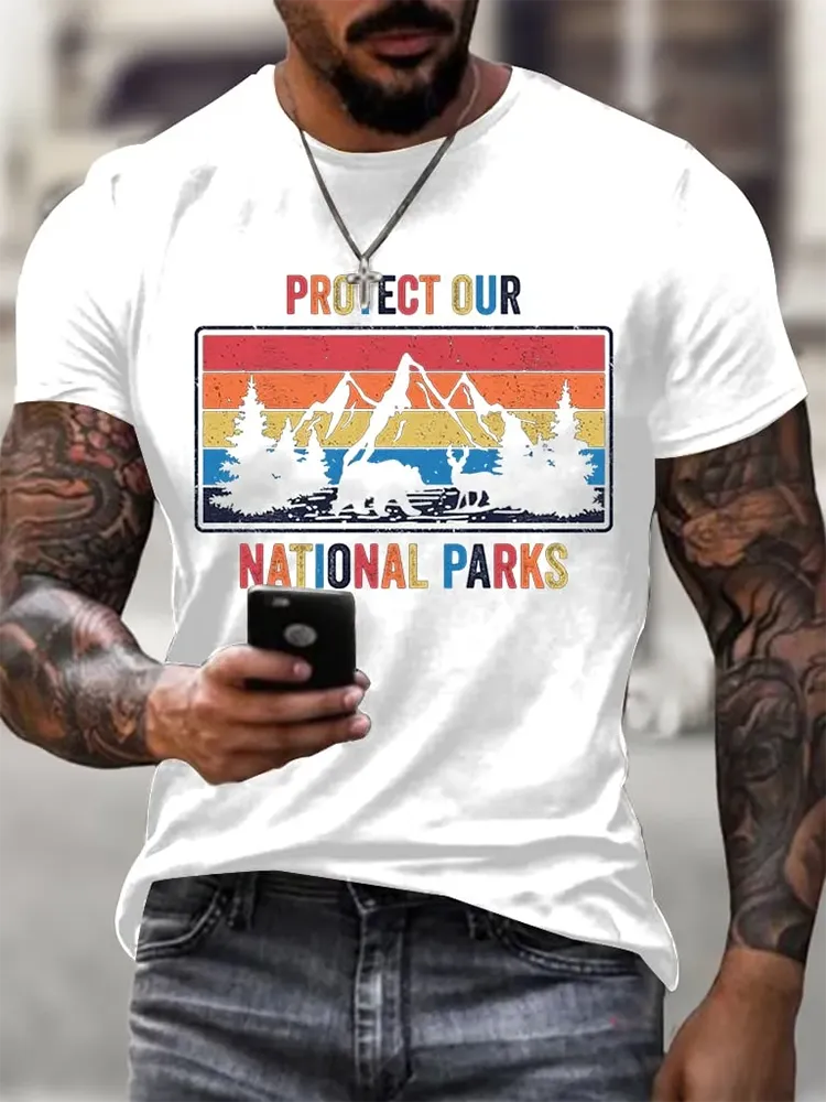 Man'S Protect Our National Parks Round-Nack Short Sleeve T-Shirt