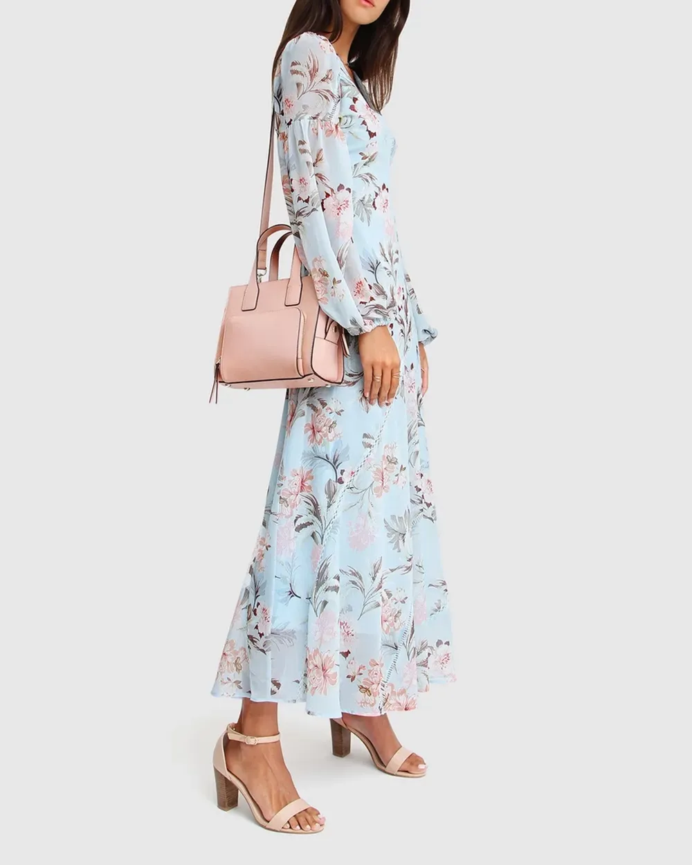 Chiffon Print Long Sleeve Maxi Dress