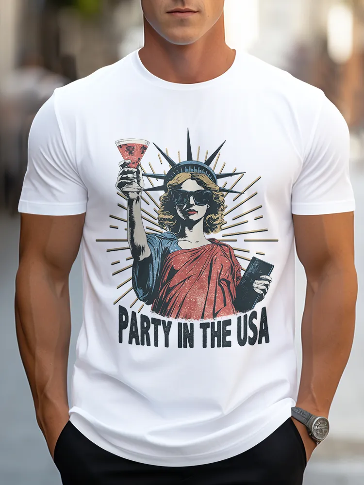 Man'S Party In The USA Round-Neck Short-Sleeved T-Shirt