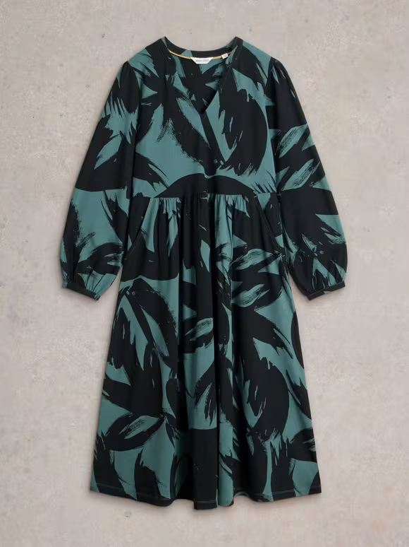 Jersey Dress In Green Print
