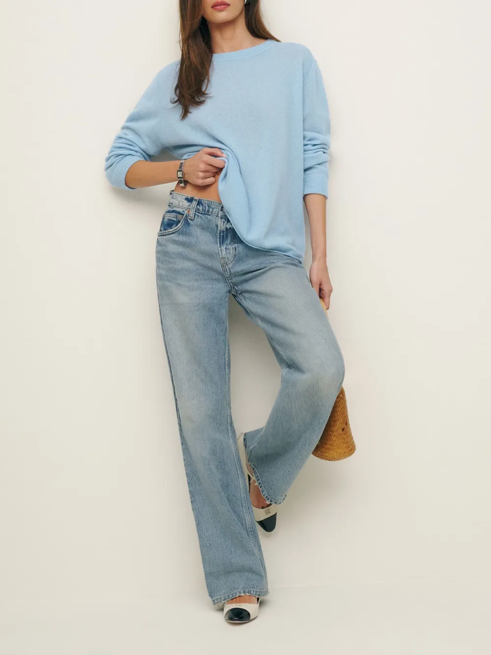 Relaxed Fit Crew Neck Knit Sweater