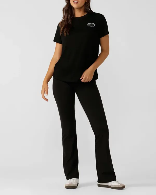 Black Elastic Waist Flared Pant