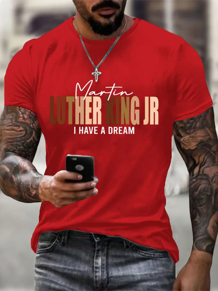 Men'S Round-Neck Short-Sleeved T-Shirt Luther Ling Jr I Have A Dream