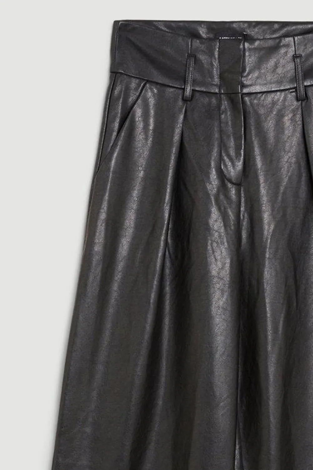 Faux Leather High Waisted Wide Leg Trousers