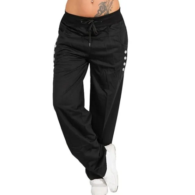 Women's Tactical Cargo Chinos Slacks Pants Trousers Cotton Blend Black Navy Blue Light Grey Mid Waist Casual / Sporty Boho Casual Leisure Sports Pocket Micro-elastic Full Length Comfort Plain S M L
