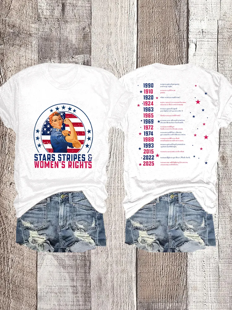 Woman'S Stars Stripes Women'S Rights Crew Neck Short Sleeve T-Shirt