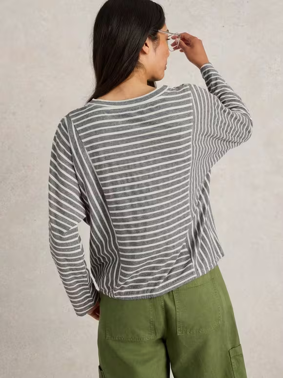 Striped Tie Hem Top