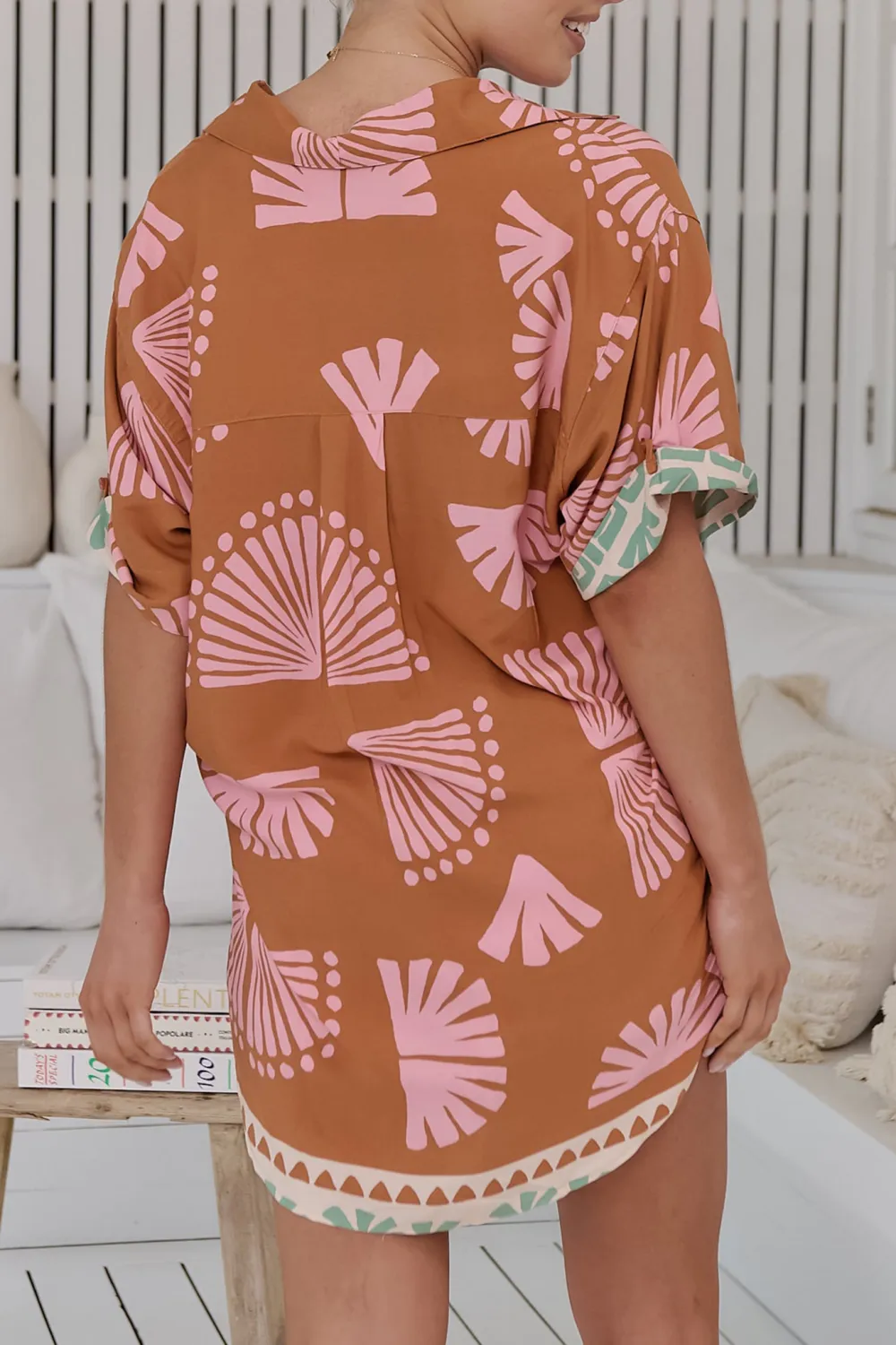 Mocha Brown Pattern Short Sleeve Shirt