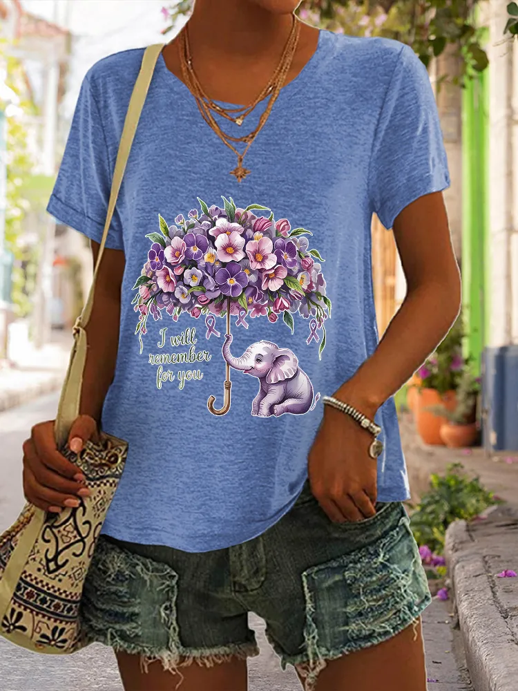 Women'S I Will Remember For You Alzheimer'S Awareness Short-Sleeved T-Shirt