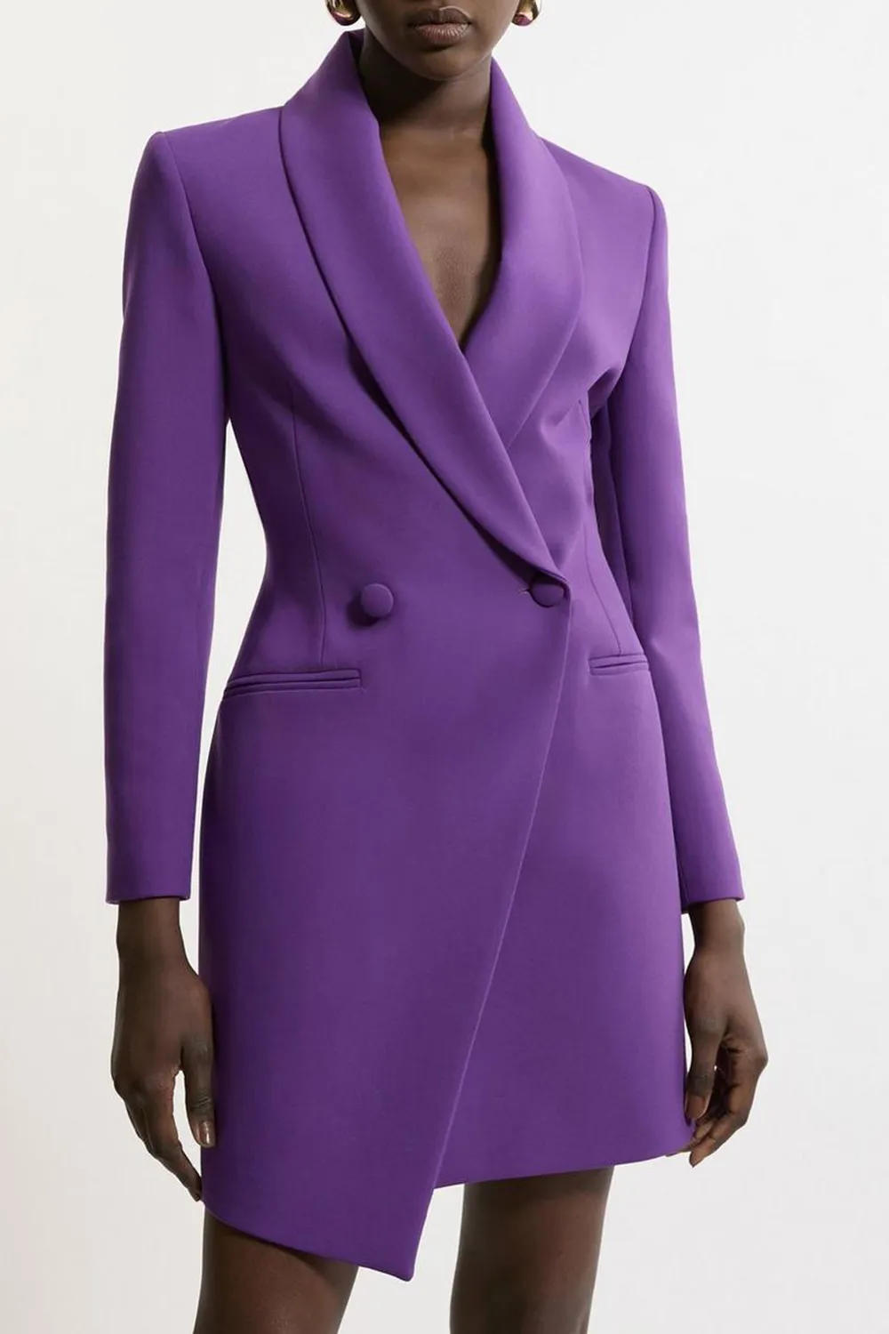 Petite Compact Stretch Tailored Blazer Wrap Mini Dress