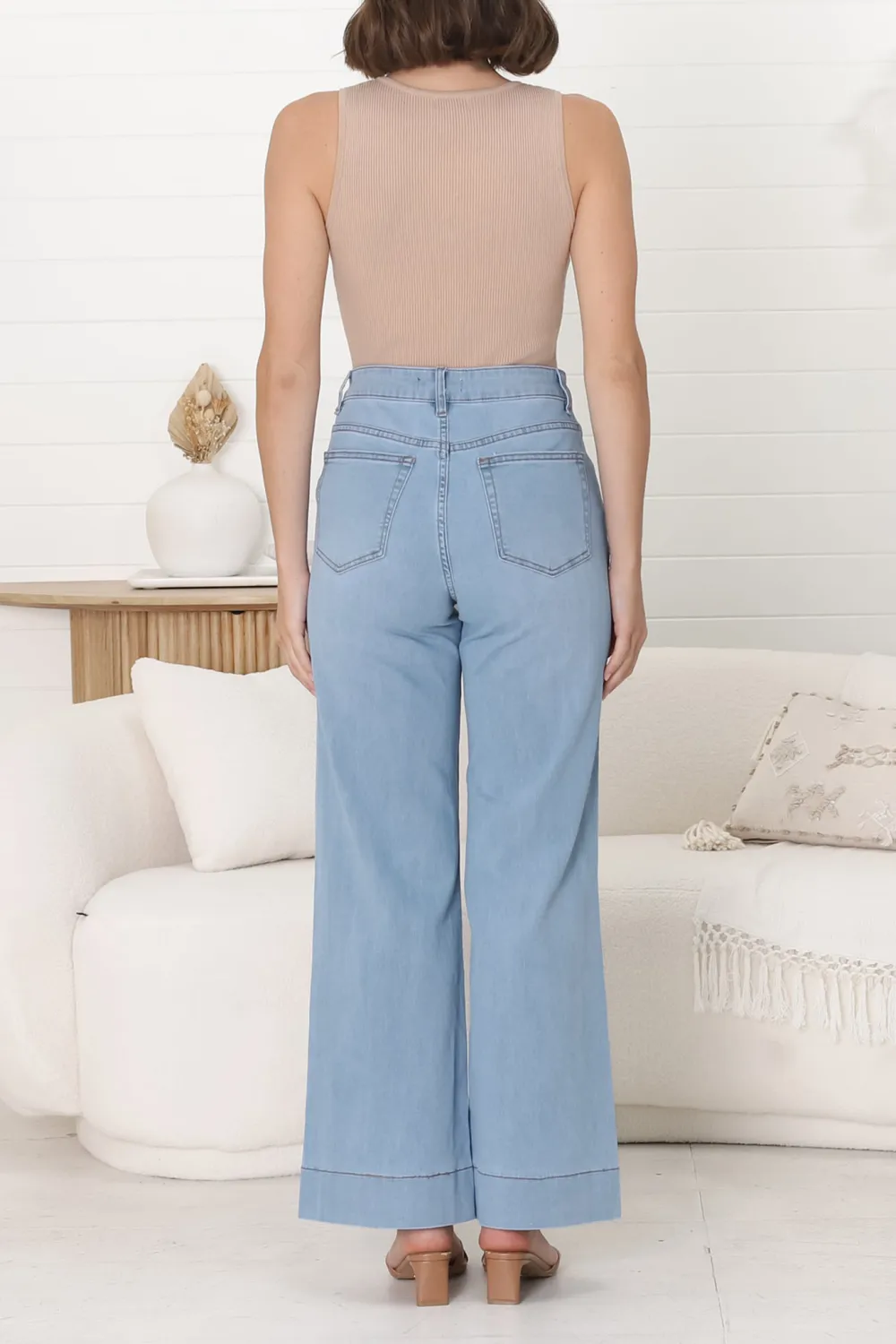 Light Blue Casual Style Wide Leg Jeans