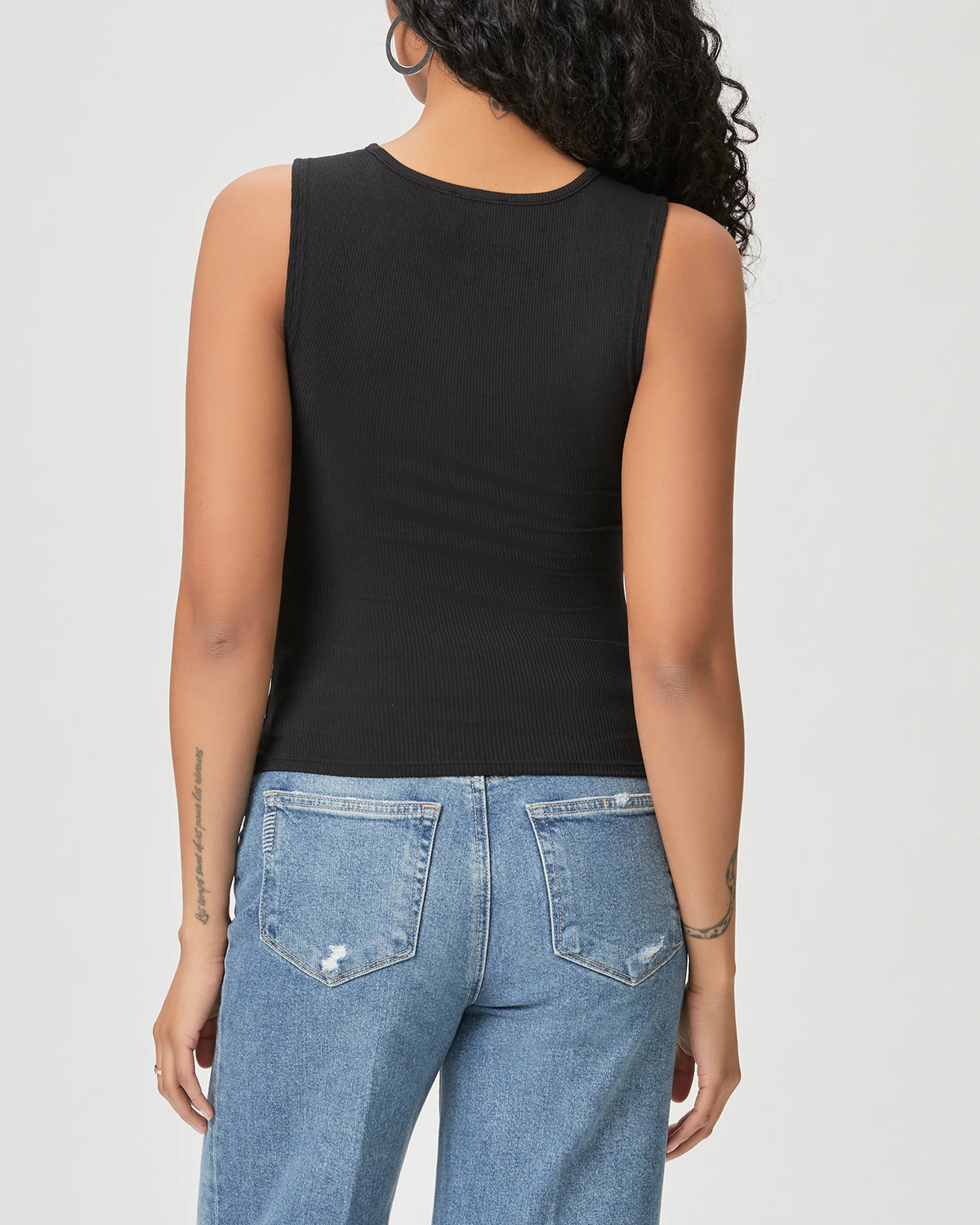 Black Ruched Sleeveless Tank Top