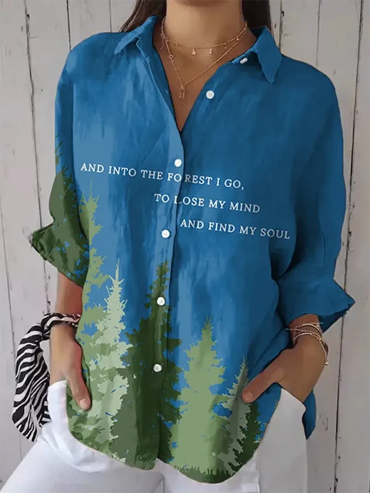 Women'S National Park Casual Lapel Shirt