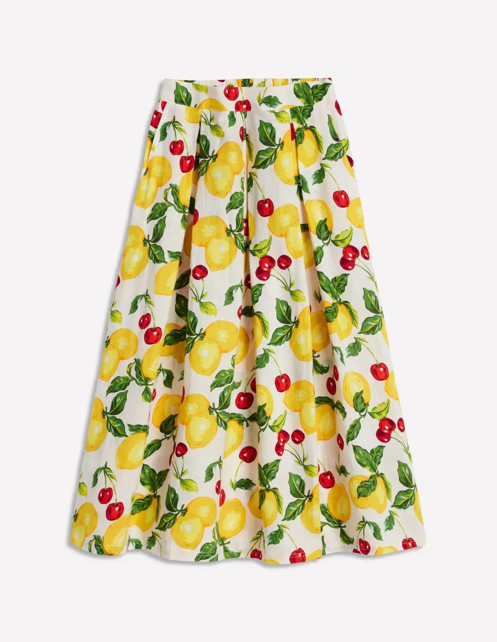 Lemon - Print Verity Linen Midi Skirt