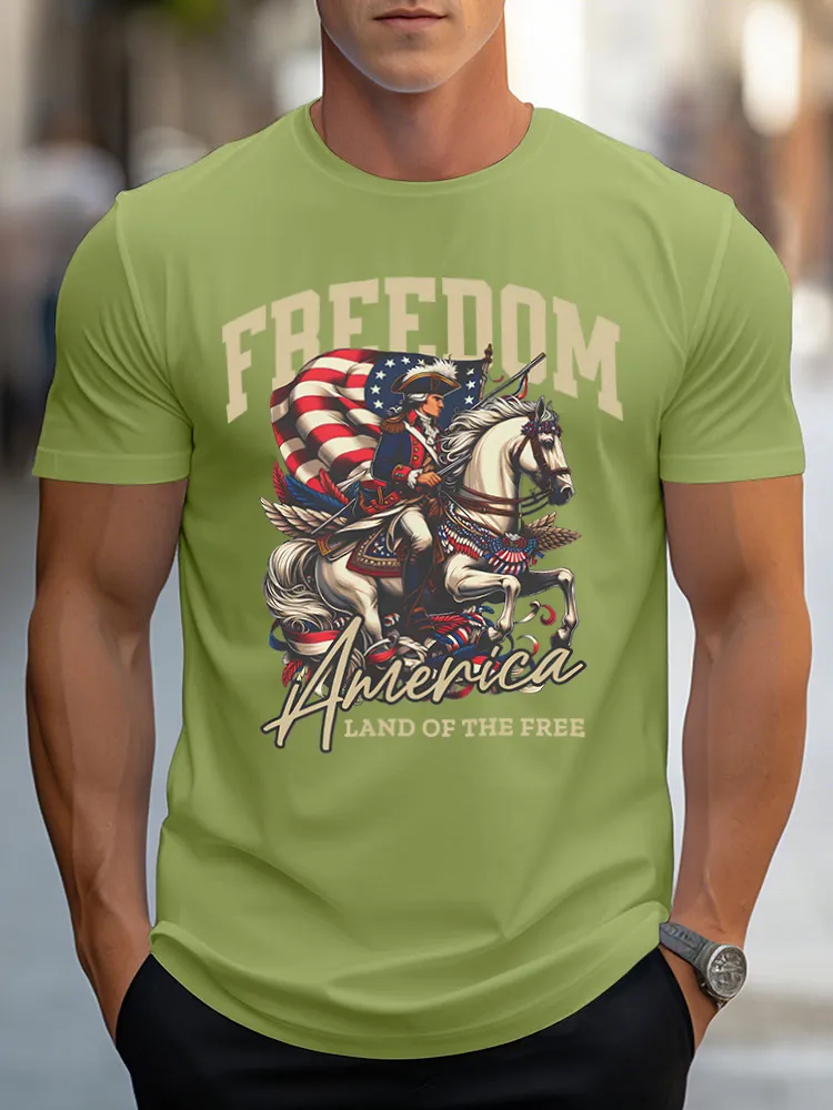Freedom America Land Of The Free Print Short Sleeves T-Shirt