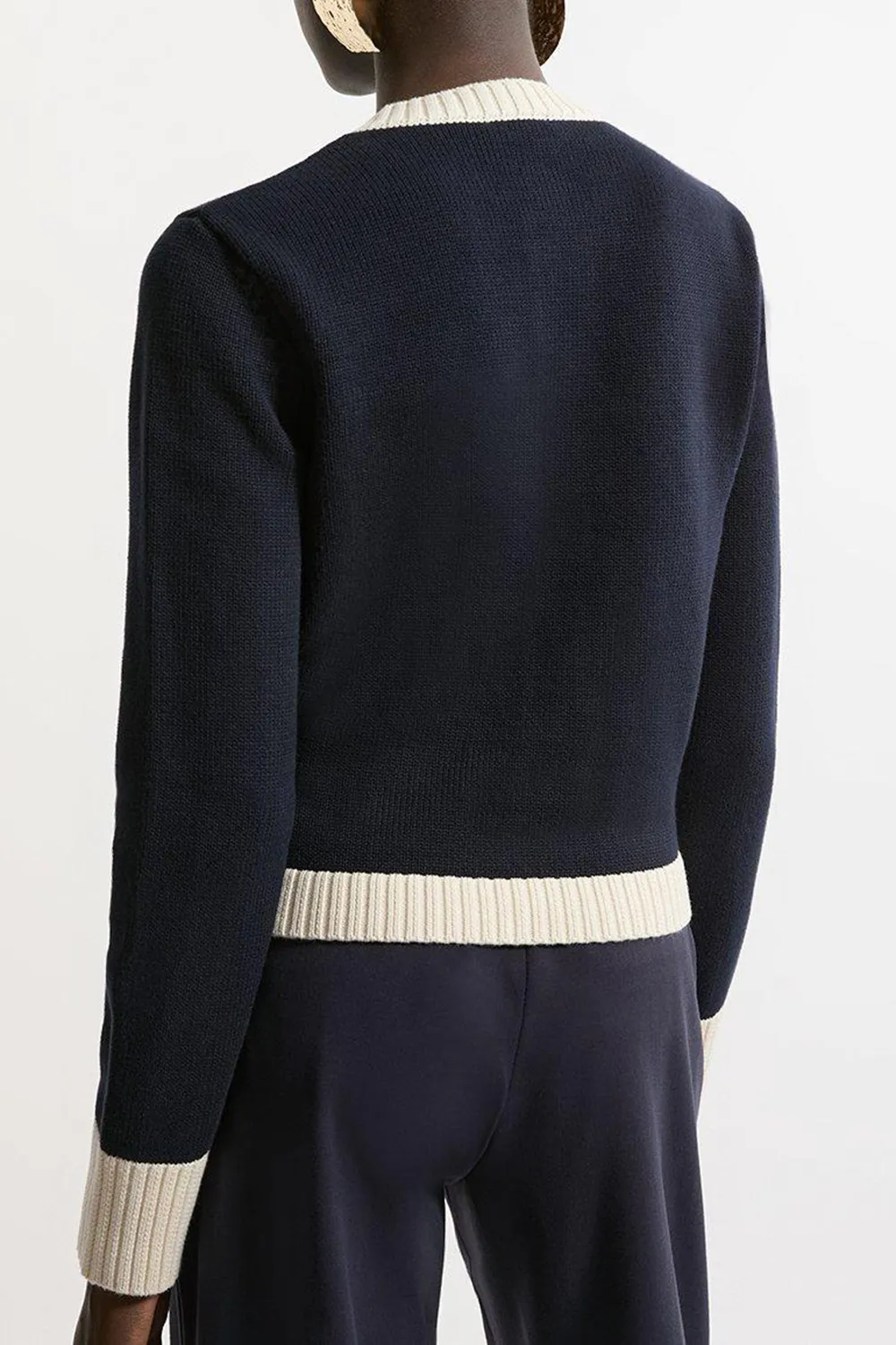 Cotton Cropped Knit Boxy Cardigan