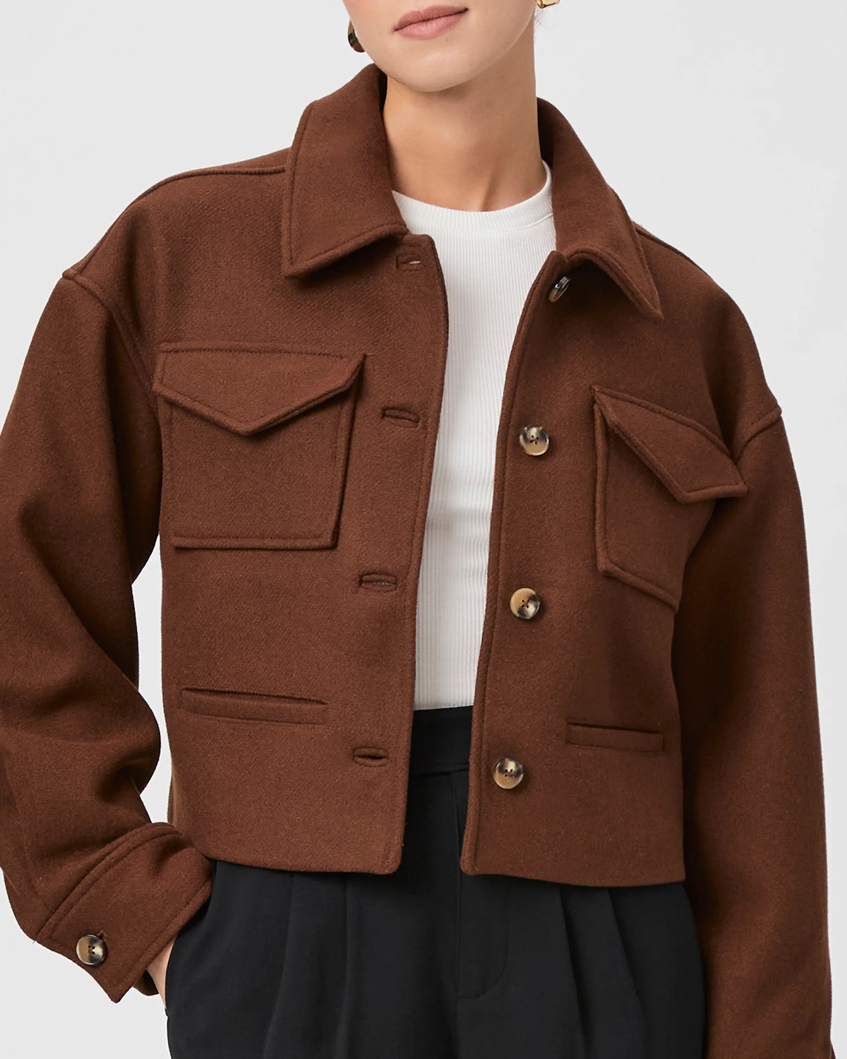 Brown Wool Blend Cropped Jacket