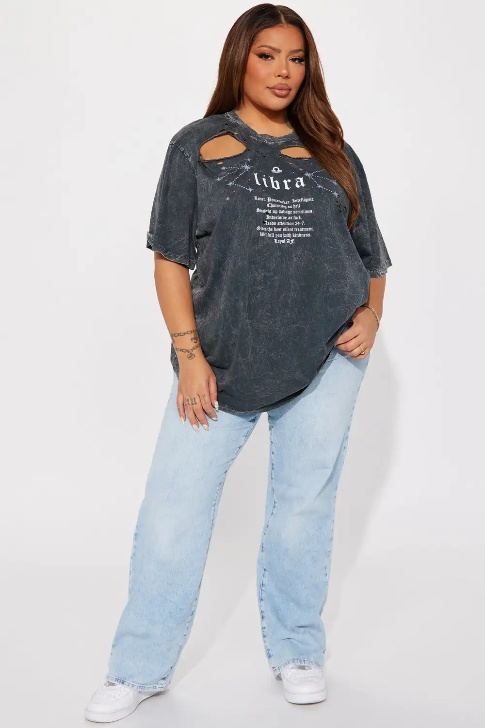 Libra Distressed Tee - Charcoal