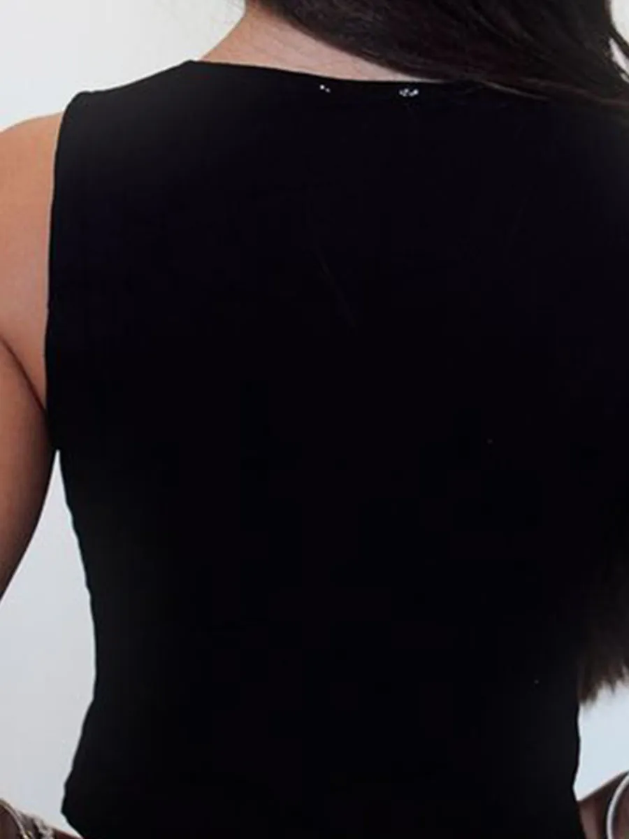 Black Linen Tie Vest