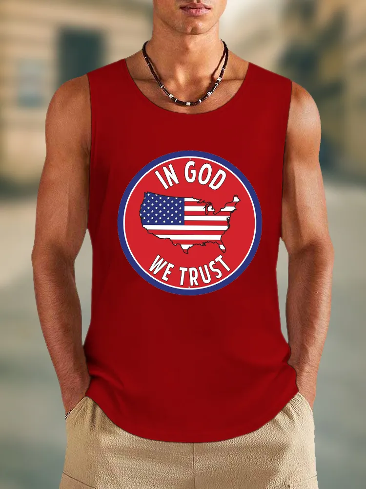 Men'S In God We Trust Round-Necked Sleeveless Vest