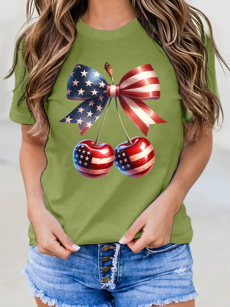 Woman'S Independence Day Print Short-Sleeved T-Shirt