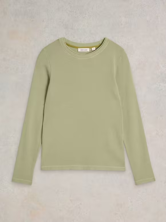 Casual Style Long Sleeve Ribbed Tee