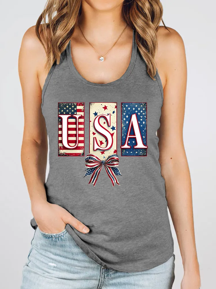 Women'S Usa Round-Necked Sleeveless Vest