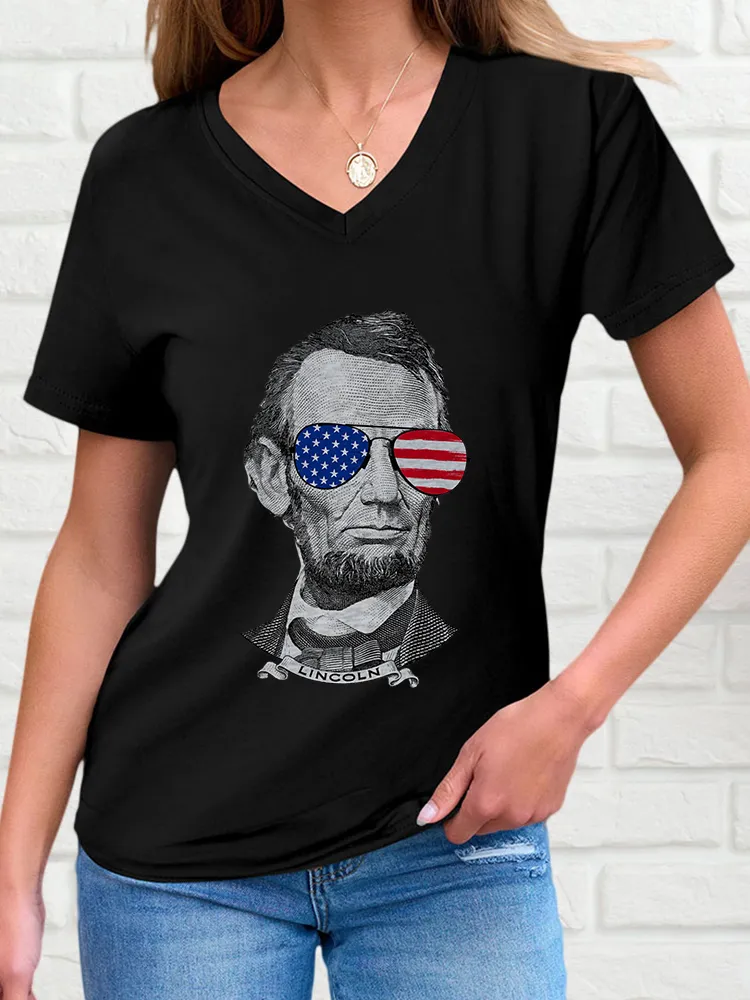 Woman'S Lincoln V-Neck And Short Sleeves T-Shirt