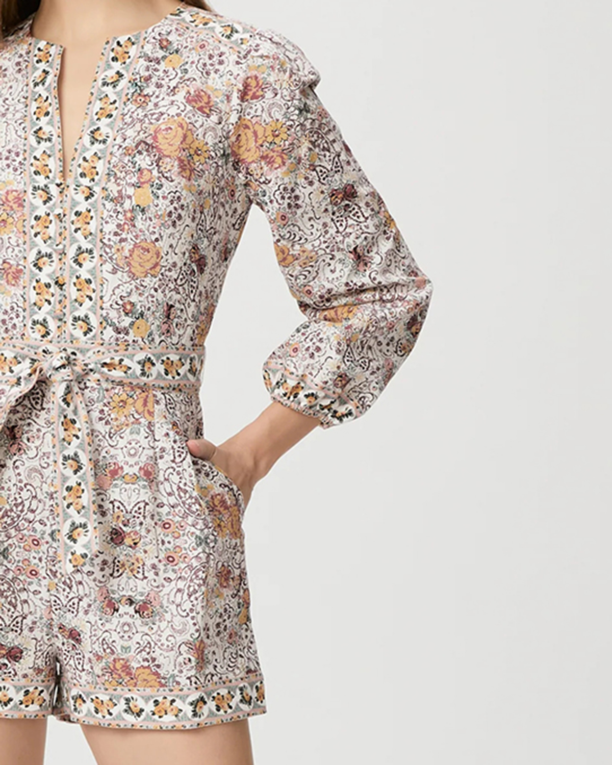 Multicolor Floral Print Short Sleeve Romper