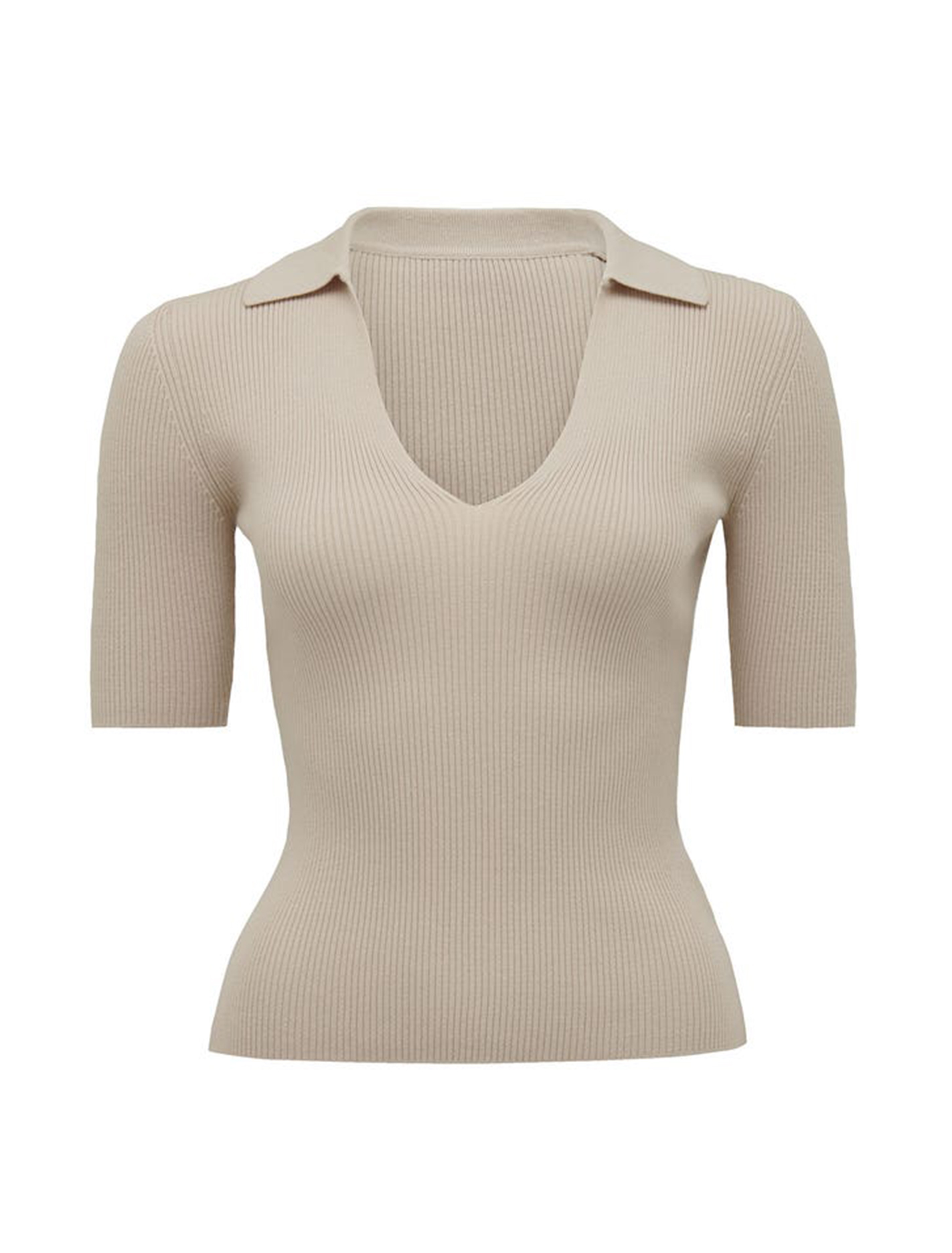 S/S Collar Knit Top