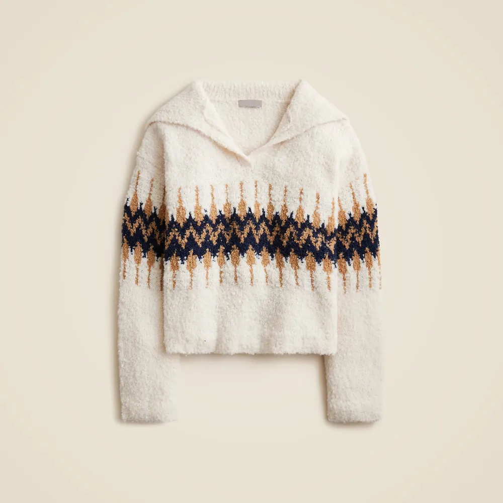 johnny-collar sweater in bouclé yarn