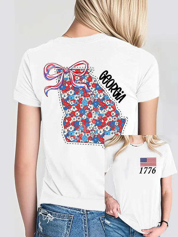 Woman'S 1776 Independence Day Print Short-Sleeved T-Shirt