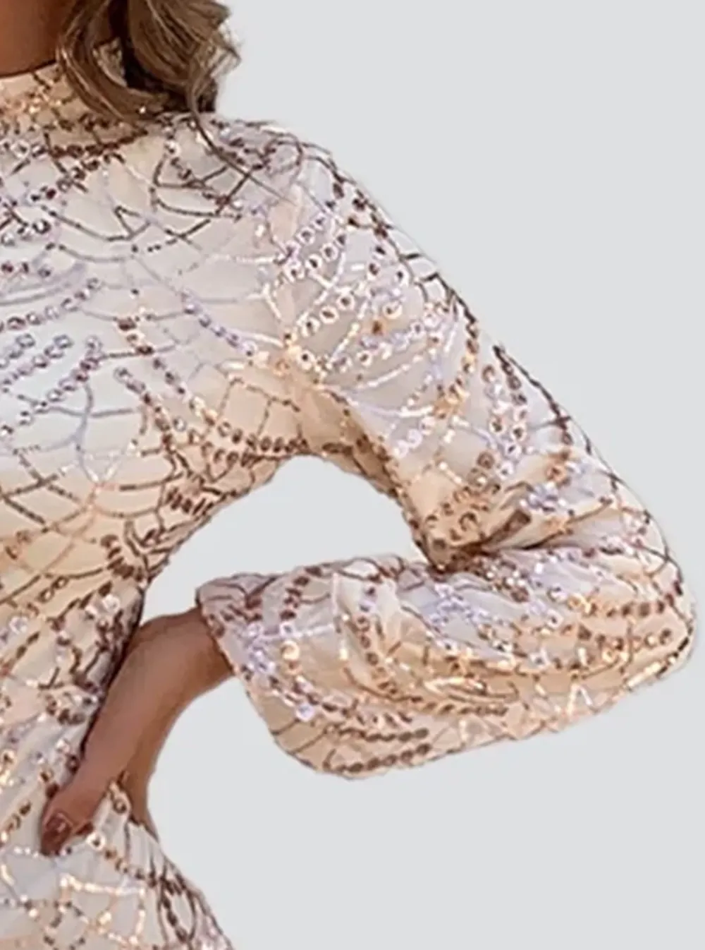 Mock Neck Sequin Bodycon Dress